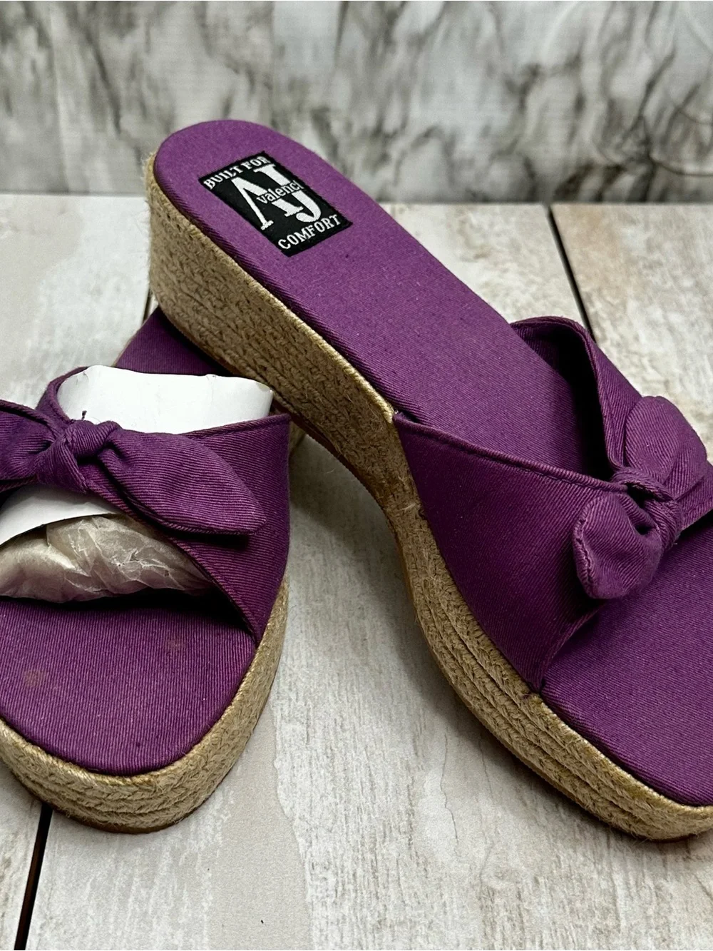Aj Valenci Purple Knot Espadrille Wedge Slide Resort Vacation Vibrant Summer 9.5
